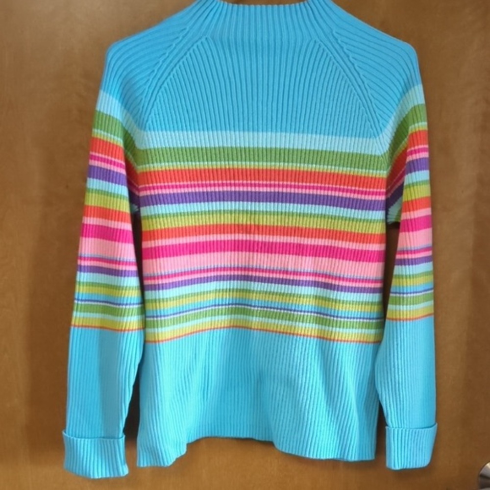 Vibrant Multicolor Striped Turtleneck Sweater